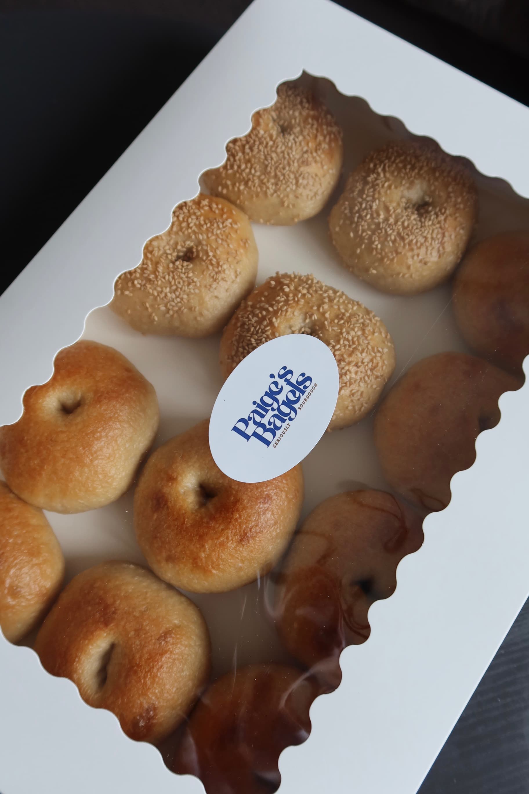 Branded bagel box with logo